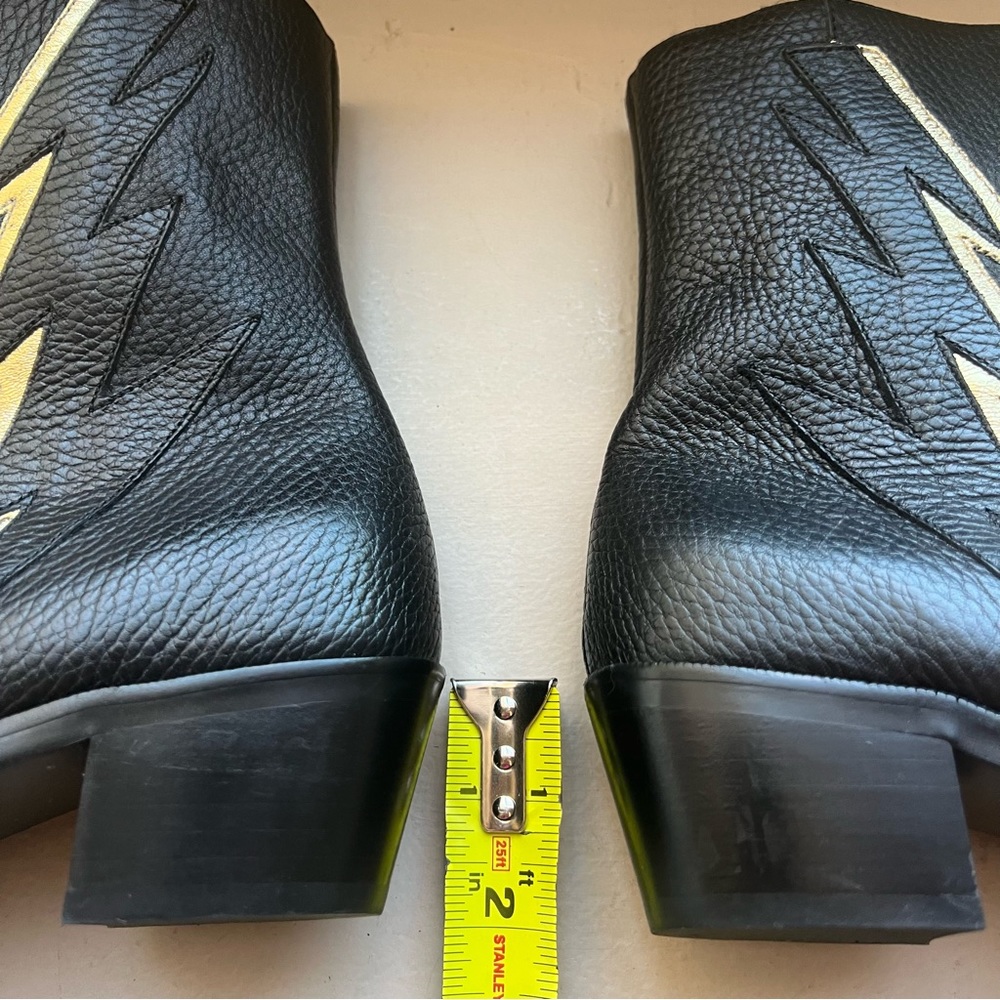 MODERN VICE Golden Bolt Black & Metallic Gold Leather Ankle Boots Size EU 35/US5 - Picture 14 of 16